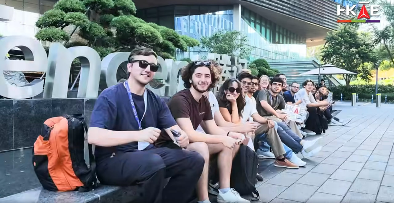 With the HKTE × EuroTech delegation during our September 2026 trip — that's me on the left, beside my orange backpack.